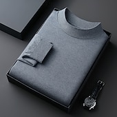 Недорогие мужской пуловер-свитер-Муж. Пуловер Свитер Вязаный свитер Рельефный узор Вязать Обычные топы Трикотаж Полотняное плетение Вырез под горло Мода Классический Отпуск На каждый день Одежда Осень Зима Синий Черный S M L