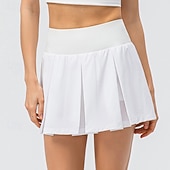 זול חצאיות וחצאיות קצרות לנשים-בגדי ריקוד נשים משובץ / משבצות אחיד חצאית קז'ואל חצאית טניס חצאיות קפלים חצאית ספורט אלסטי תומך זיעה נושם טניס פיקלבול יוגה תחתיות שחור לבן צהוב בגדי טניס