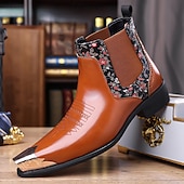 voordelige Chelsea -laarzen-Heren Chelsea boots van imitatieleer in bruin leer – elegant en comfortabel, ideaal voor zakelijke gelegenheden, formele gelegenheden en dagelijks gebruik