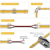 abordables Accesorios LED-Kit de conectores SMD FCOB/COB de 8 mm y 10 mm (0,31 pulgadas) para bricolaje: 14 conectores transparentes y 5 cables de extensión de 15 cm de longitud y calibre 20 AWG para conexiones de esquina en