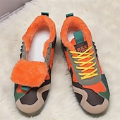 billiga Vardagssneakers-Herr Sneakers Fleecefoder Löpning Promenad Ledigt PU Läder Bekväm Halksäker Andningsfunktion Korta stövlar / ankelstövlar Snörning Mörkröd Orange Grön Sommar Vår Höst