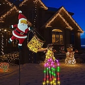 preiswerte Urlaubslichter-Solar-Gartenbeleuchtung, Weihnachtsmann-Laterne, IP44 wasserdicht, warmweiße oder farbig blinkende Lichterkette für die Weihnachts-Gartendekoration