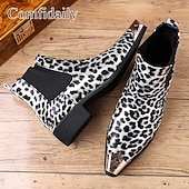 cheap Chelsea Boots-Men's Brown Leopard Print Chelsea Boots – Trendy and Bold Design, Ideal for Casual Wear, Street Style and Fashion-forward Occasions