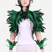 billiga Tillbehör-Karneval 2026 Rio Karneval Samba Tillbehör Röd och Svart Fjäderaxelvärmare  Manschettset Burlesque Dans Rave Outfit Brasil Festival Framträdande Kostym