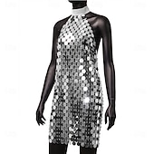 cheap Tops &amp; Sets-Samba Dancewear Splicing Sequins Women's Performance Party Theme Party Sleeveless Polyesterl Performance Costume