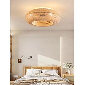 economico Lampade da soffitto con dimmer-ventilatore da soffitto in bambù con luce