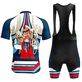 Χαμηλού Κόστους Ανδρικά σύνολα ένδυσης-Ανδρικά Φανέλα ποδηλασίας Αθλητική φανέλα και σορτς ποδηλασίας Κοντομάνικο Ποδηλασία Βουνού Ποδηλασία Δρόμου Καλοκαίρι Άνοιξη Θαλασσί Κινούμενα σχέδια Γεωμετρικό Ποδήλατο