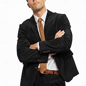 abordables Trajes formales-De los hombres Traje de pana Casual Negocio Negro Burdeos Otoño Traje Solapa de Pico Diario Negocios Color sólido A Medida Juego de 2 piezas Recto 2 botones