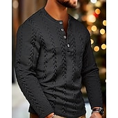 abordables Sweat-shirts basiques-Homme Sweat-shirt Pull Noir Henley Uni Jacquard Sport &amp; Loisir Occasionnel Quotidien Streetwear Vêtements de sport Occasionnel Automne Hiver Vêtement Tenue Pulls Capuche Pulls molletonnés