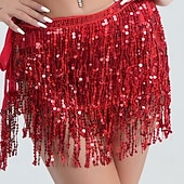 cheap Belly Dancewear-Samba Dancewear Belly Dance Performance Costume Sequin Tassel Hip Scarf Bead Waist Chain Indian Dance Performance Waist Scarf.l Performance Costume