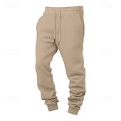 cheap Joggers-Men's Waffle Sweatpants Joggers Trousers Casual Pants Drawstring Solid Color Comfort Full Length Daily Outdoor Streetwear Vacation Fashion Black Navy Blue Micro-elastic
