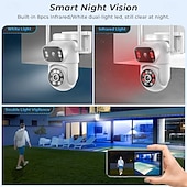 cheap Indoor IP Network Cameras-Outdoor Surveillance Camera 360 Pan-Tilt WiFi 4MP Full HD Audio/Visual Alarms &amp; Light Motion Detection IP66-Rated Night Vision 10x Zoom Two-Way Audio SD Card/Cloud Storage Super Easy Installation