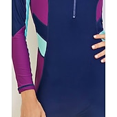 cheap One Pieces Rash Guards-Women's Full Body Rash Guard One Piece Surfing Suit Color-blocking with Built in Bra  UPF 50+ Tummy Control Long Sleeve Diving Suit Surfing Canoeing Snorkeling Winter