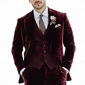 economico Abiti da matrimonio-Uomo Smoking Abito di velluto Matrimonio in Spiaggia Matrimonio primaverile Nero Borgogna Primavera &amp; Estate Tuta Bavero classico Affari Formale Tinta unita Vestibilità su misura 2 pezzi Monopetto