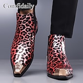 cheap Chelsea Boots-Men's Brown Leopard Print Chelsea Boots – Trendy and Bold Design, Ideal for Casual Wear, Street Style and Fashion-forward Occasions