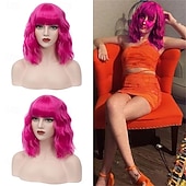 cheap Carnival Wigs-Carnival Wig 2026 Pink Red Blue Curly Short Synthetic Festival Wig Mardi Gras Parade Cosplay Costume Hair for Women