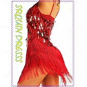 economico Abiti da Pratica-Costumi da ballo Samba Vestito scintillante in paillettes Finge Vestiti di danza tango latino Mini vestito Abbigliamento per carnevale Costumi per performance