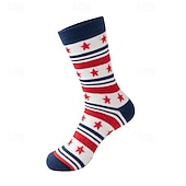 economico 250° Anniversario-Calzini a metà polpaccio con design a stelle e strisce della bandiera americana per il 250° anniversario degli Stati Uniti, comodi calzini in cotone per uomo e donna, ispirati alla bandiera americana per un look casual.