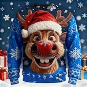 זול סוודרים מכוערים של גברים-סוודר חג המולד המכוער בגדי ריקוד גברים כל אחד דפוס סוודר סוודר סריגים צווארון צווארון יום יומי חופשה יומי Keep Warm שרוול ארוך אביב סתיו חורף שחור אודם פול