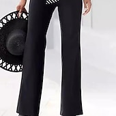 abordables Trajes de blusa para mujer-Mujer Conjuntos de pantalones parte superior del bolero Manga Larga Escote en Pico A Rayas Moda Ropa de calle Casual Diario Exterior Negro Primavera Holgado