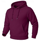 cheap Fleece Hoodie-Men's Hoodie Fleece Hoodie Fleece lined Hoodie Blue Apricot Black White Yellow Hooded Plain Kangaroo Pocket Casual Daily Sports &amp; Outdoor Polyester Streetwear Cool Sportswear All Seasons Clothing