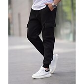 billige last cargo-Herre Cargo joggebukse Joggebukser Fleecebukser Jogger Bukser Snorer Lomme Elastisk midje عادي Komfort Varm utendørs Daglig Ut på byen Mote Fritid Svart Hvit Mikroelastisk