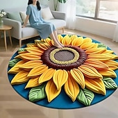 ieftine Covorase de zonă-Covor de zonă cu imprimeu plat 2D, seria floarea-soarelui, covor din catifea cristalină pentru sufragerie, canapea, masă de cafea, dormitor, noptieră, dressing, husă decorativă moale pentru podea
