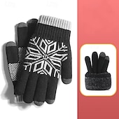 olcso Férfi sálak és kesztyűk-Férfi 1 pár Téli kesztyűk Kötött kesztyű Ujjatlan kesztyű Sportok Divat Sportos és szabadidős Mânuși Melegen tartani Báránybunda Színes Hópehely Ősz Fekete Sötétkék Szürke