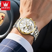 Χαμηλού Κόστους Μηχανικά Ρολόγια-OLEVS Αντρικό Μηχανικό Αυτόματο Ρολόι Πολυτελές Ρολόι Χεριού Σκελετού Διάμετρος 42mm Αδιάβροχο Χρυσό Μπλε Ρολόι Δώρο για άντρες 6740