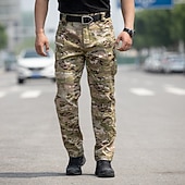 abordables Cargo Pants-Men's Cargo Pants Trousers Multi Pocket Solid Color Windproof Wearable Daily Outdoor Camping &amp; Hiking Streetwear Stylish Blue Camouflage khaki Micro-elastic