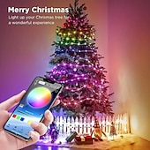 halpa USB-nauhavalot-Älykäs Kauko-ohjattava LED Keiju Narun Valot Tuki App Ohjaus USB Virtalähde 200/100/50 LED Musiikkisynkronointi RGB Värinvaihto Häät Koti Makuuhuone Juhlakoristeet