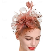 cheap Fascinators-Headdress Feathers Beads Wedding Birthday Elegant Vintage With Rhinestone Headpiece Headwear