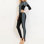 preiswerte One Pieces Rash Guards-Damen Ganzkörper-Rashguard Tauchanzug Badeanzug Bademode Farbblockierung mit integriertem BH UV Schutz Langarm Tauchanzüge Surfen Kanufahren Schnorcheln Winter