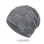 tanie Czapka typu beanie-Męskie Dla obu płci Czapka Beanie Czapki zimowe Czapki Dzianinowy kapelusz Czapka zimowa Czarny Wino Poliester Dzianiny Oddychający Wygodny Dzienne zużycie Wyjściowe Jednolity/zwykły kolor Ciepłe
