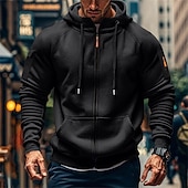 baratos hoodies básicos dos homens-Homens Moletom Full Zip Hoodie Moletom com zíper Azul Preto Branco Verde Tropa Vinho Com Capuz Tecido Zip Up Bolsos Desportos e Ar livre Casual Diário Roupa de rua Designer Básico Primavera Outono