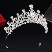 お買い得  ティアラとクラウン-クラウンティアラ ヘッドドレス 合金 結婚式 誕生日 かわいいスタイル シャイニー と ラインストーン クリスタル かぶと 帽子