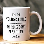  Gepersonaliseerde cadeaumok voor een jong kind, met aangepaste naam, keramische koffiemok, wie maakt de regels, 11/15 oz, witte verjaardag, kerstmis, familie, humor, koffiemokken, bekers