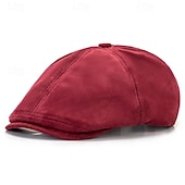 cheap Men's Hats-Men's Flat Cap Ascot Hat Newsboy Hat Black Wine Polyester Fashion Casual Street Daily Plain Adjustable Sunscreen Breathable