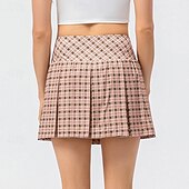 זול חצאיות וחצאיות קצרות לנשים-בגדי ריקוד נשים משובץ / משבצות אחיד חצאית קז'ואל חצאית טניס חצאיות קפלים חצאית ספורט אלסטי תומך זיעה נושם טניס פיקלבול יוגה תחתיות שחור לבן צהוב בגדי טניס