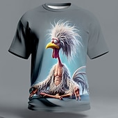  Herren Tiermotiv Hahn Lustig Mürrisch T Shirt Kurzarm T-Shirt 3D-Druck Rundhalsausschnitt Hemd Übertrieben Designer Party Ferien Blau 3# Blau 2# Blau 1# Sommer Frühling Bekleidung S M L XL XXL XXXL