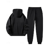Недорогие спортивные костюмы-Муж. Спортивный костюм из двух частей Спортивные штаны Толстовка с капюшоном с карманом Однотонный Наборы одежды Наступила зима Темно-серый Темно-синий Тренажерный зал Пешеходный туризм Разрабатывать