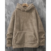preiswerte einfache Trainingsanzüge-Zweiteiliger Fleece-Trainingsanzug für Herren – schwerer Hoodie und Jogginghose, einfarbige Sport-Streetwear mit Taschen
