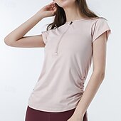 billiga Kvinnors skjorta-Dam Solid färg Träningströja Träningstoppar Elastisk Svettavvisande Andningsfunktion Tennis Pickleball Yoga Rund hals Överdelar Vit Rosa Blå Tenniskläder