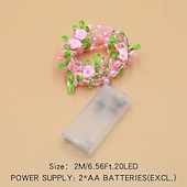 billige LED-stringlys-Elegant Perle Rose Formet LED Lyslenker 2m 20 LEDs Batteridrevet Bryllup Bursdag Fest Hjem Patio Hage Blomster Tre Dekorasjon