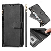 ieftine Carcasă Samsung-telefon Maska Pentru Samsung Galaxy S25 Ultra Plus S23 Ultra Plus S24 FE S22 Plus Ultra S23 FE Portofel Card Fermoar Protectie pentru intreg corpul cu curea de mână Retro PU piele