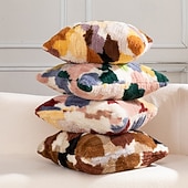 זול מרקם לזרוק כריות-כיסוי כרית קטיפה רך ססגוני כיסוי כרית נוי ספה בסלון חדר שינה כרית לזרוק עיצוב הבית 18x18 אינץ'