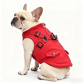 Недорогие Пальто-Пальто для собак со шлейкой, теплая куртка для собак, водонепроницаемое зимнее пальто для щенков в холодную погоду, регулируемая флисовая куртка для маленьких и средних собак