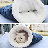 cheap Beds &amp; Hammocks-Cat Sleeping Bag Cat Sleeping Bag for Indoor Cats Cozy Winter Soft Plush Self Warm Kittens Indoor Sack 360Wrap Comfortable Pet Snuggle Sack for Cats