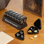 levne úschovna zavazadel a cestování-Týdenní organizér na léky 3krát denně, 7denní trojúhelníková krabička na léky s 21 přihrádkami, plastové pouzdro na léky z polypropylenu na ráno, poledne a večer, snadno otevíratelný týdenní držák na