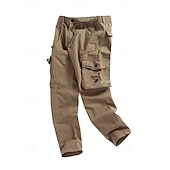 baratos Calças Cargo-Homens Calças Cargo Calças Bolso multi Tecido A Prova de Vento Vestível Comprimento total Ao ar livre Diário Acampar e Caminhar Roupa de rua à moda Exército verde Preto